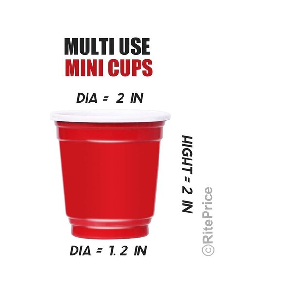100 PCS Mini Red Cups 2oz Plastic Shot Glass Jelly Drink Party Disposable (5 PK) - Picture 7 of 13